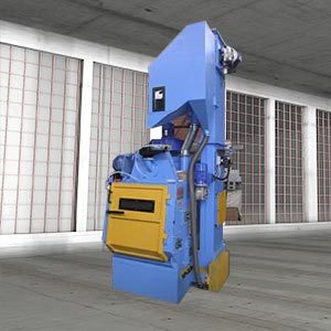 Rubber belt tumbling shot blasting unit